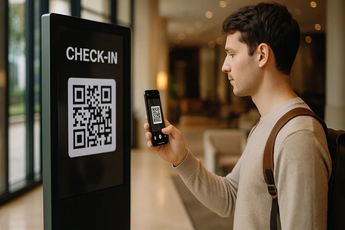 Instructions for checking in with QR code at the hotel without a receptionist