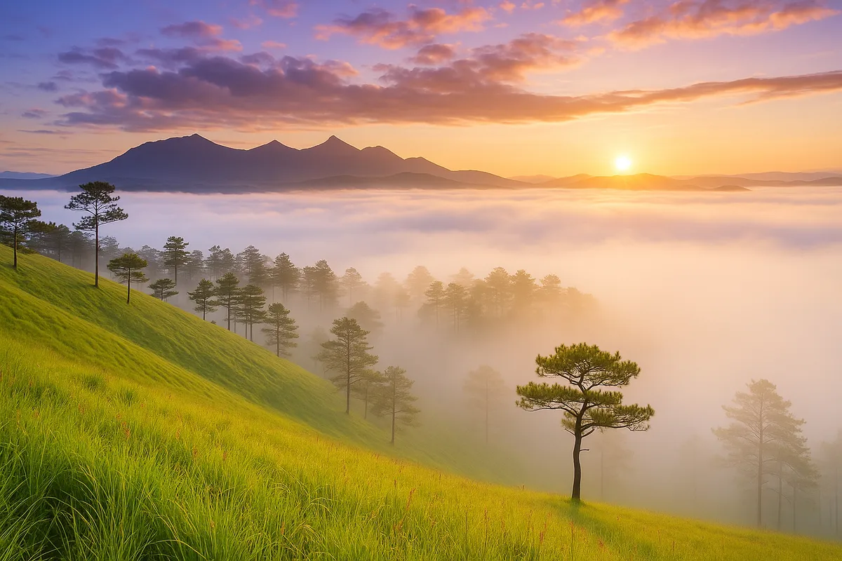 Langbiang and the love song in the mist in the middle of the great forest