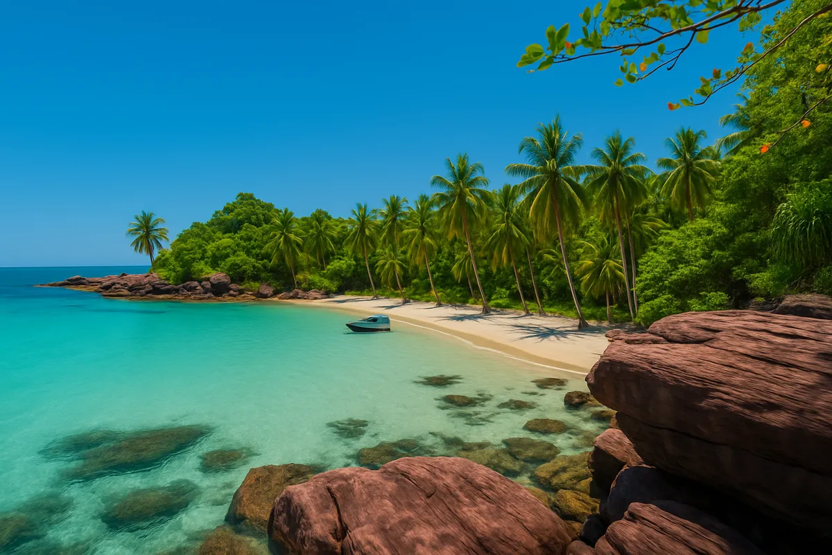 Mysterious Pirate Island with traces of ancient treasure
